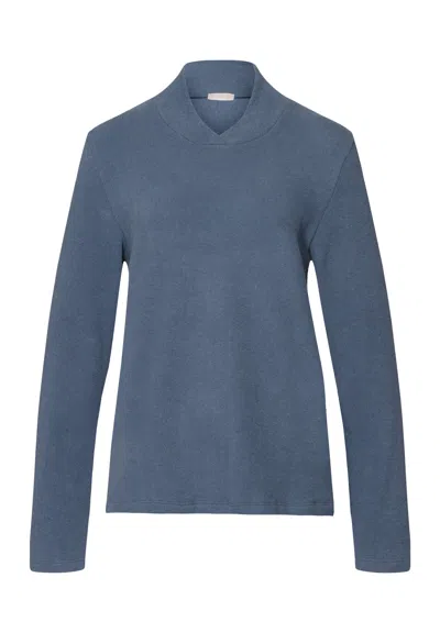 Hanro Easy Wear Recycled Cotton Blend Pullover In Blue