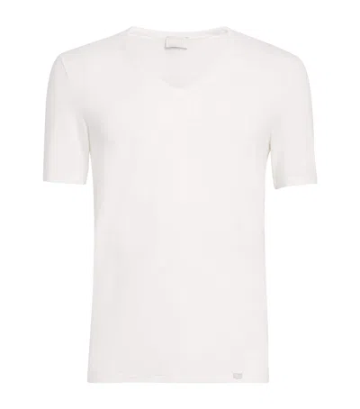 Hanro Egyptian Cotton Superior V-neck T-shirt In White