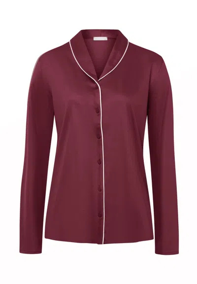 Hanro Eleni Shawl Collar Shirt In Red