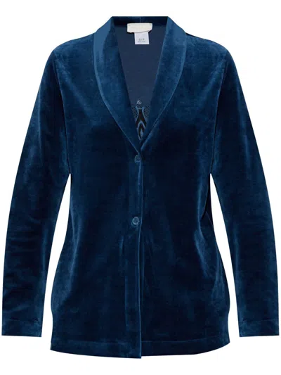 Hanro Embroidered Velvet Blazer In Blue