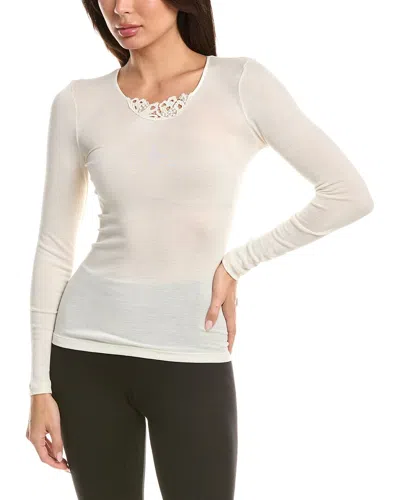 Hanro Embroidered Wool & Silk-blend Top In White