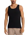 Hanro Cotton Superior Fitted Cotton Tank Top In Black