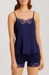 Hanro Eva Lace Trim Camisole In Evening Blue
