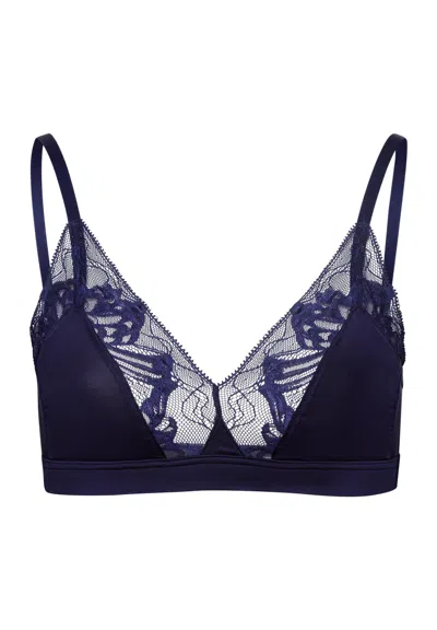 Hanro Eva Lace Trim Soft Cup Bra In Blue