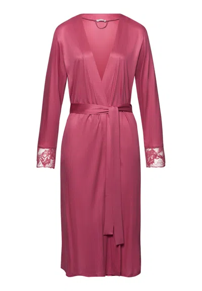 Hanro Eva Tencel™ Lace Accented Robe In Pink