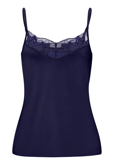 Hanro Eva V-neck Camisole In Blue
