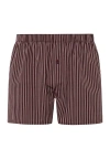 Hanro Fancy Woven Boxer In Dark Wine Stripe