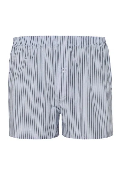 Hanro Fancy Woven Boxer In Light Grey Stripe