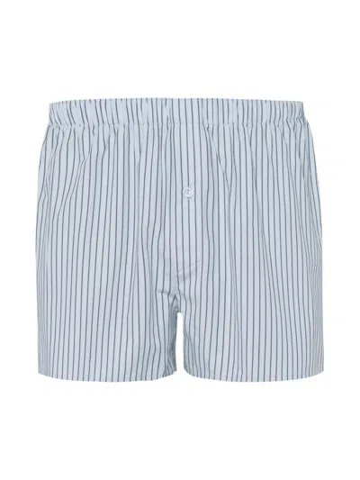 Hanro Mens Light Grey Stripe Fancy Relaxed-fit Cotton Boxer Shorts Xxl In Blue