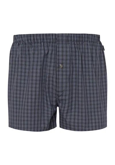 Hanro Fancy Woven Cotton Boxer In Black