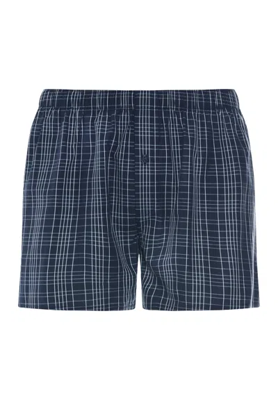 Hanro Fancy Woven Cotton Boxer In Blue