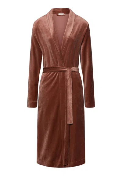 Hanro Favourites Velvet Shawl Collar Robe In Brown