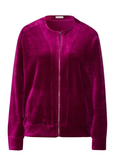 Hanro Favourites Zip-up Velvet Jacket In Purple