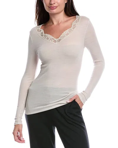 Hanro Fine Ribbed Wool & Silk-blend Top In Gray