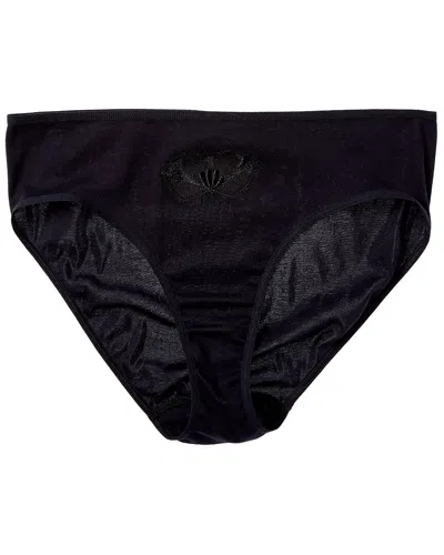 Hanro Floral Embroidered Hi-cut Brief In Black