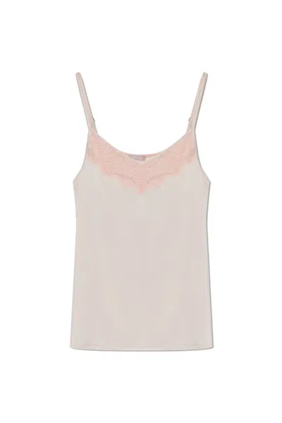 Hanro Lace-appliqué Tank Top In Pink