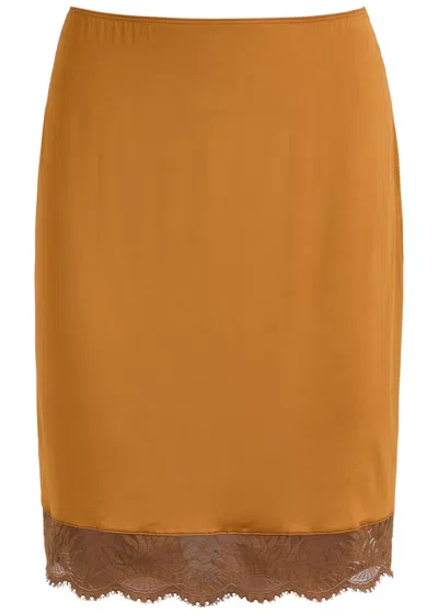 Hanro Gale Lace Stretch-satin Underskirt In Gold
