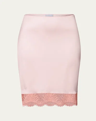 Hanro Gale Lace-trim Satin Half Slip In Rosewater