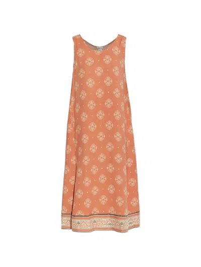 Hanro Geometric-print A-line Midi Dress In Orange