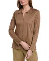 Hanro Grand Central Button Front Silk-blend Shirt In Brown