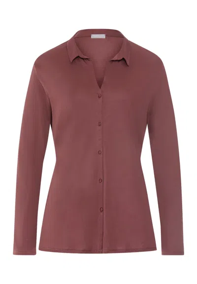 Hanro Grand Central Tencel™ And Silk Shirt In Apple Butter