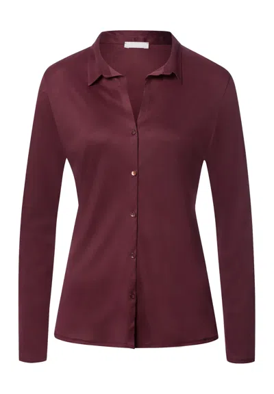 Hanro Grand Central Tencel™ And Silk Shirt In Burgundy