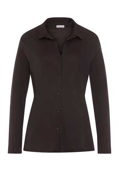 Hanro Grand Central Tencel™ And Silk Shirt In Dark Mocha