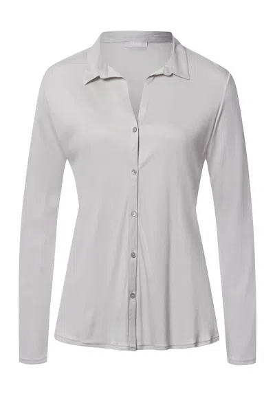 Hanro Grand Central Tencel™ And Silk Shirt| Silver Vapor 77305-2652 In White