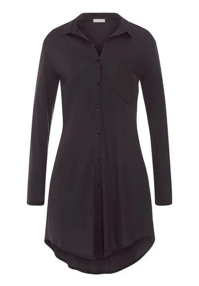 Hanro Grand Central Tencel™ And Silk Sleep Shirt| Dark Mocha 77420-2185 In Black