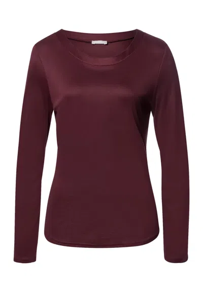 Hanro Grand Central Tencel™ And Silk Trim Relaxed Top In Burgundy