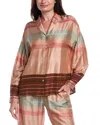 Hanro Hannah Striped Colorblocked Silk-blend Shirt In Brown