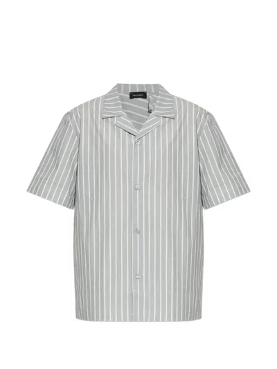 Hanro Henley Striped Button Shirt In Gray