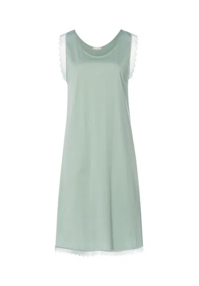 Hanro Inaya Scalloped Lace Cotton Tank Nightgown In Green