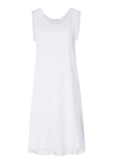 Hanro Inaya Scalloped Lace Cotton Tank Nightgown In White