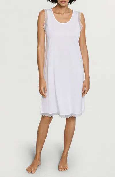 Hanro Inaya Scalloped Lace Cotton Tank Nightgown In White