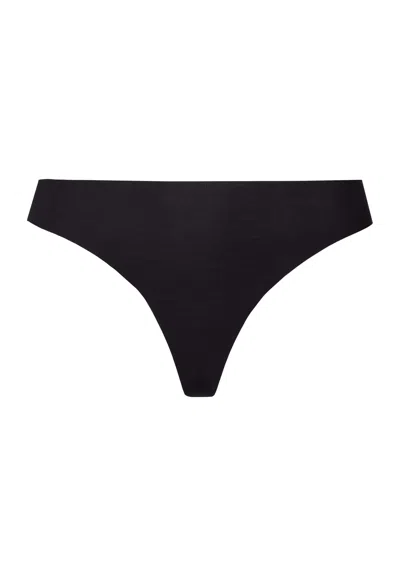 Hanro Invisible Cotton Cotton Blend Thong In Black