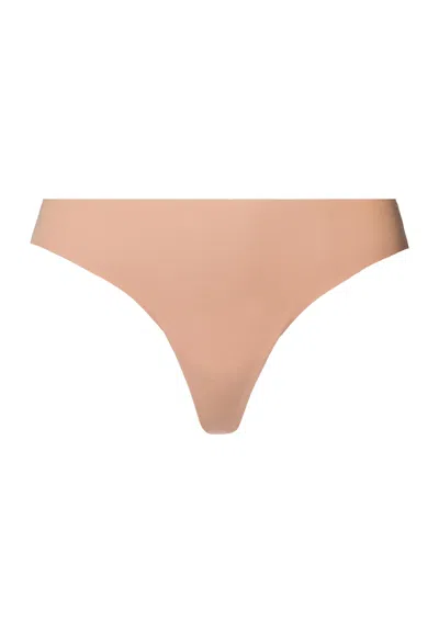 Hanro Invisible Cotton Cotton Blend Thong In Brown
