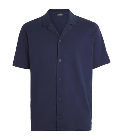 Hanro Jersey Night & Day Henley Shirt In Blue