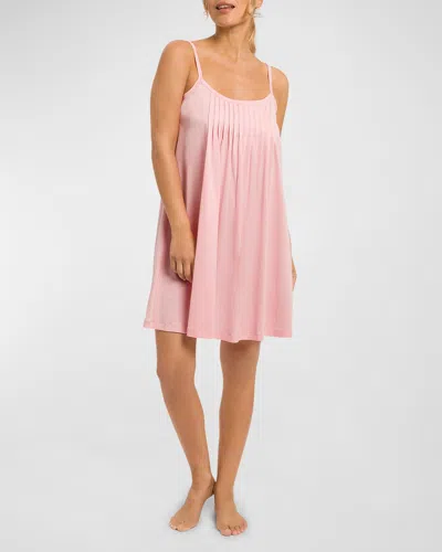 Hanro Juliet Pleated Chemise In Coral Pink