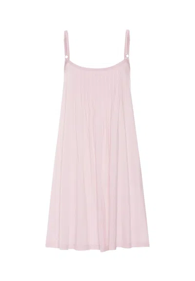 Hanro Juliet Pleated Cotton Babydoll In Rose Bath