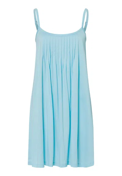 Hanro Juliet Pleated Cotton Babydoll In Blue