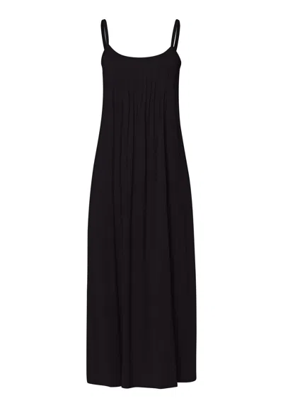 Hanro Juliet Pleated Cotton Chemise In Black