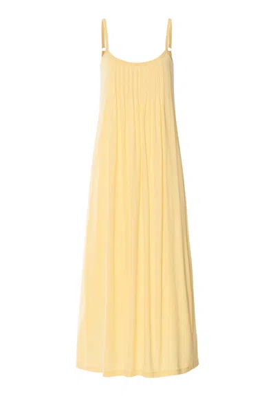 Hanro Juliet Pleated Cotton Chemise In Yellow