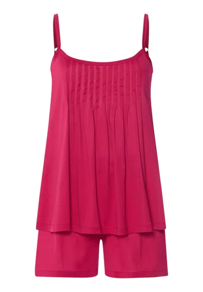 Hanro Juliet Pleated Cotton Pajama Set In Pink