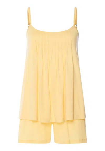 Hanro Juliet Pleated Cotton Pajama Set In Yellow