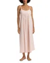 Hanro Juliet Pleated Long Spaghetti Gown In Pink