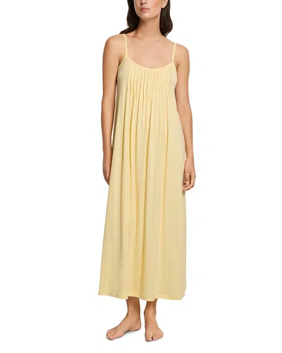 Hanro Juliet Pleated Long Spaghetti Gown In Yellow