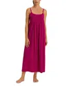Hanro Juliet Pleated Long Spaghetti Gown In Rose Pink