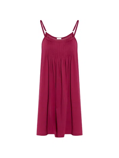 Hanro Juliet Pleated Mini Cotton Dress In Pink