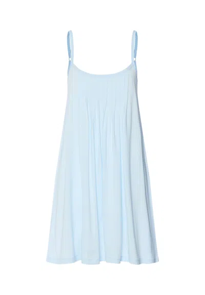 Hanro Juliet Pleated Pleated Cotton Babydoll In Blue